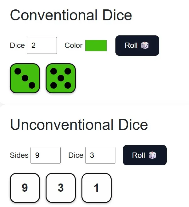 Roll the virtual dice, as manay as you want.